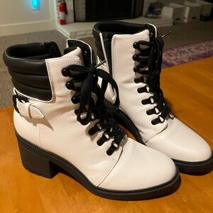 Mix No. 6 White and Black Heeled Boots